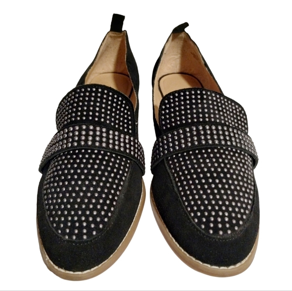Crown Vintage Lorina‎ Studded Black Suede Loafers Women's Size 10M Grungecore